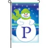 12 In. Winter Monogram Flag - P -Kite And Flag Shop 51001g MonogramSnowman LetterP