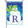 12 In. Winter Monogram Flag - R -Kite And Flag Shop 51001g MonogramSnowman LetterR