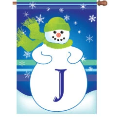 28 In. Winter Monogram Flag - J