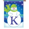 28 In. Winter Monogram Flag - K -Kite And Flag Shop 52011g MonogramSnowman LetterK
