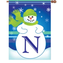 28 In. Winter Monogram Flag - N