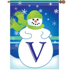 28 In. Winter Monogram Flag - V