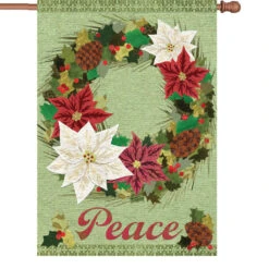 28 In. Flag - Poinsettia Wreath