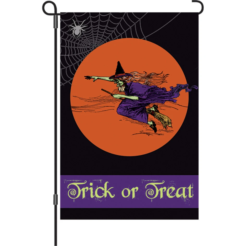12 In. Halloween Garden Flag - Flying Witch 3 12 In. Halloween Garden Flag - Flying Witch