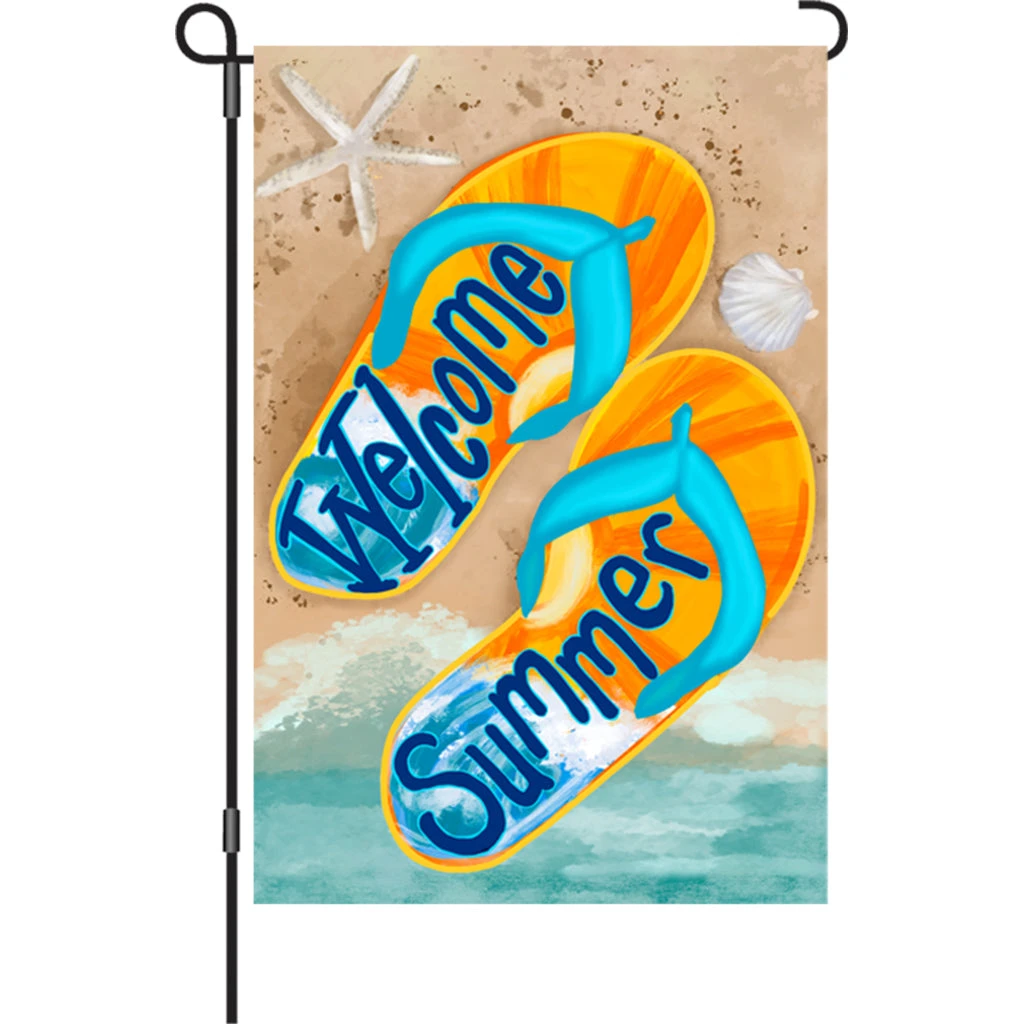 12 In. Flag - Summer Welcome Flip Flops 3 12 In. Flag - Summer Welcome Flip Flops
