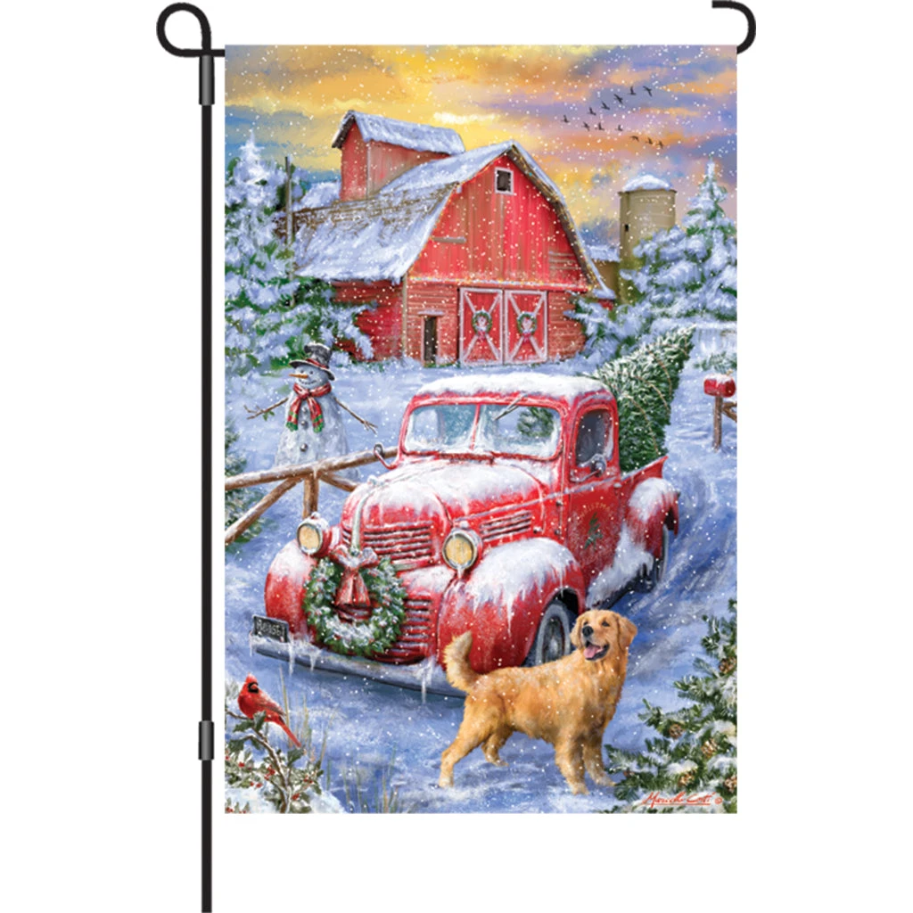 12 In. Flag - Red Truck Winter 3 12 In. Flag - Red Truck Winter