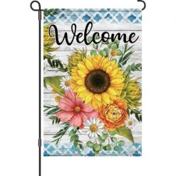 12 In. Flag - Welcome Flowers