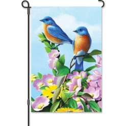 12 In. Flag - Floral Bluebirds