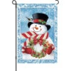 12 In. Flag - Snowman Wreath -Kite And Flag Shop 56367p SnowmanWreath Garden 1024