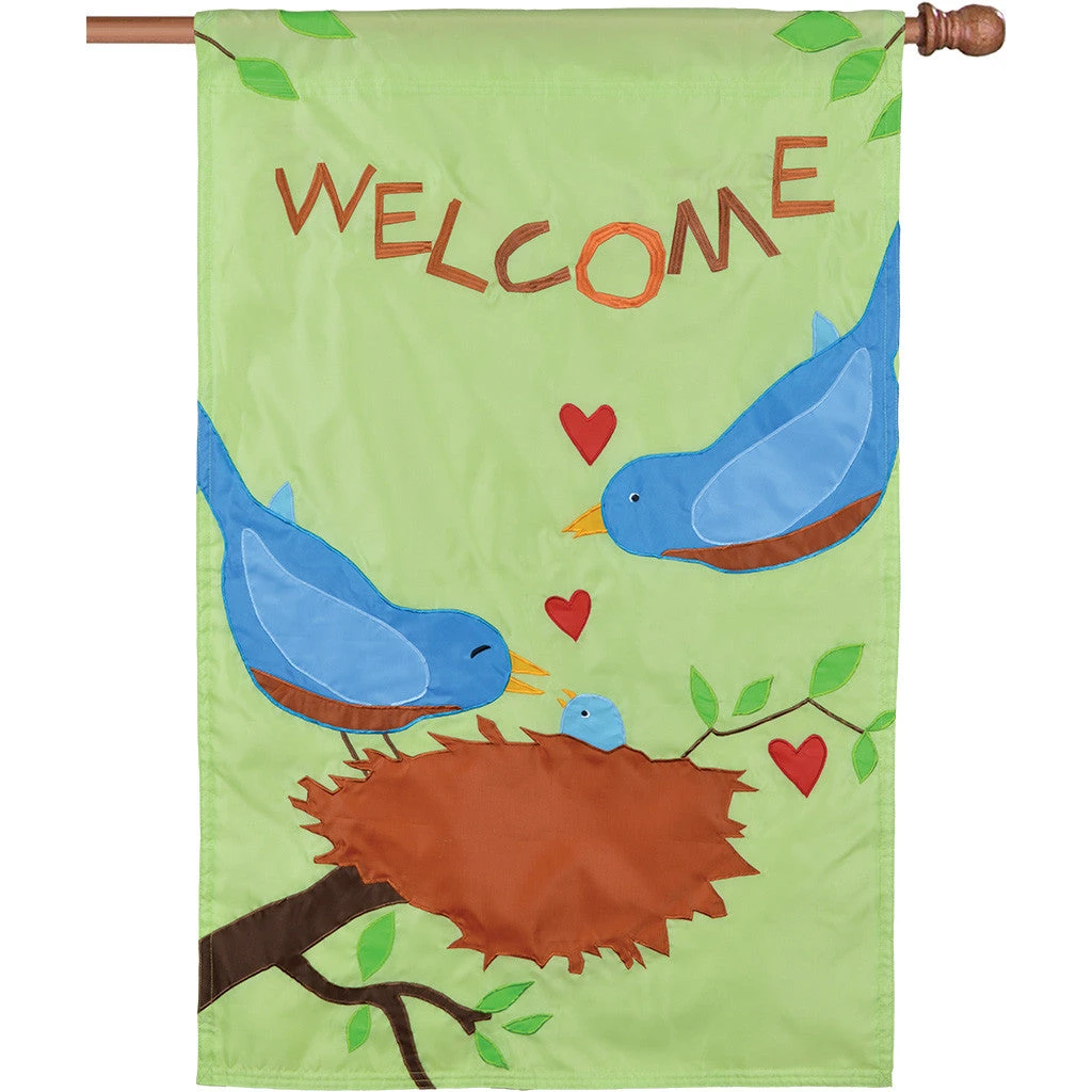 Applique Flag - Welcome Bluebirds 3 Applique Flag - Welcome Bluebirds