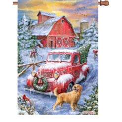 28 In. Flag - Red Truck Winter