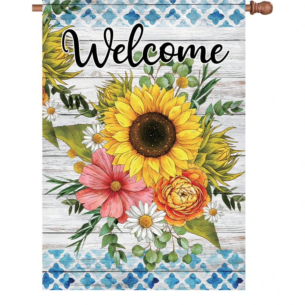 28 In. Flag - Welcome Flowers 3 28 In. Flag - Welcome Flowers