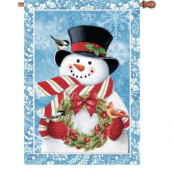 28 In. Flag - Snowman Wreath