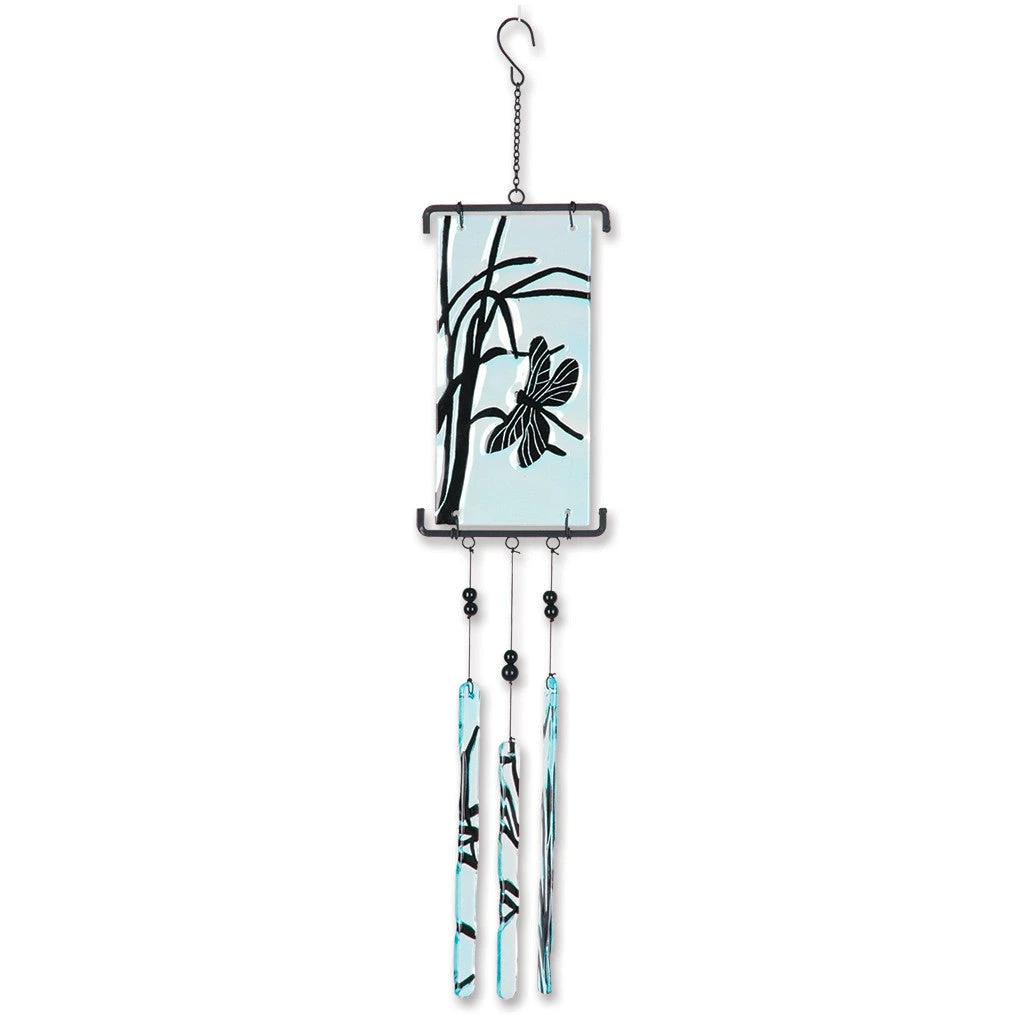 Silhouette Glass Wind Chime - Dragonfly 3 Silhouette Glass Wind Chime - Dragonfly