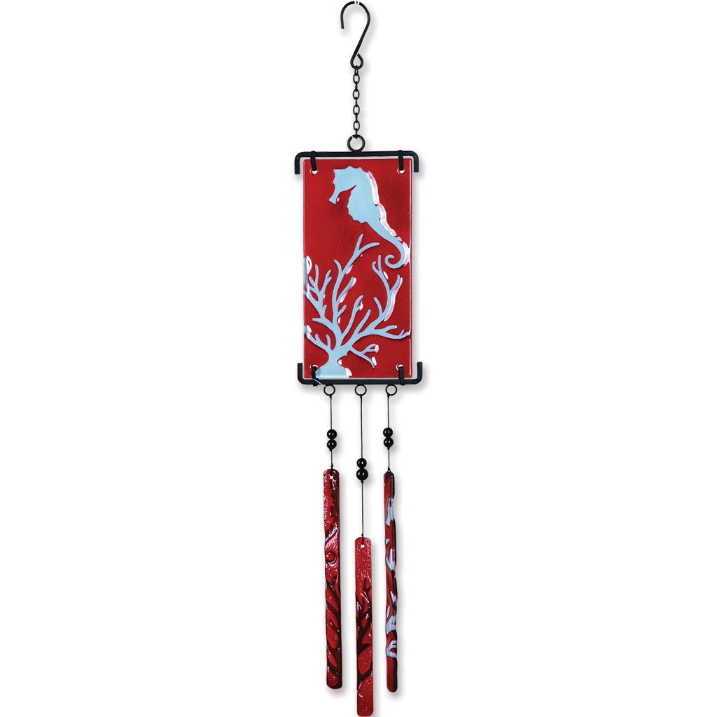 Silhouette Glass Wind Chime - Coral 3 Silhouette Glass Wind Chime - Coral