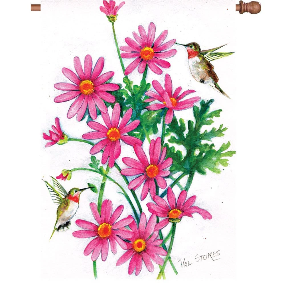 28 In. Flag - Pink Daisies 3 28 In. Flag - Pink Daisies